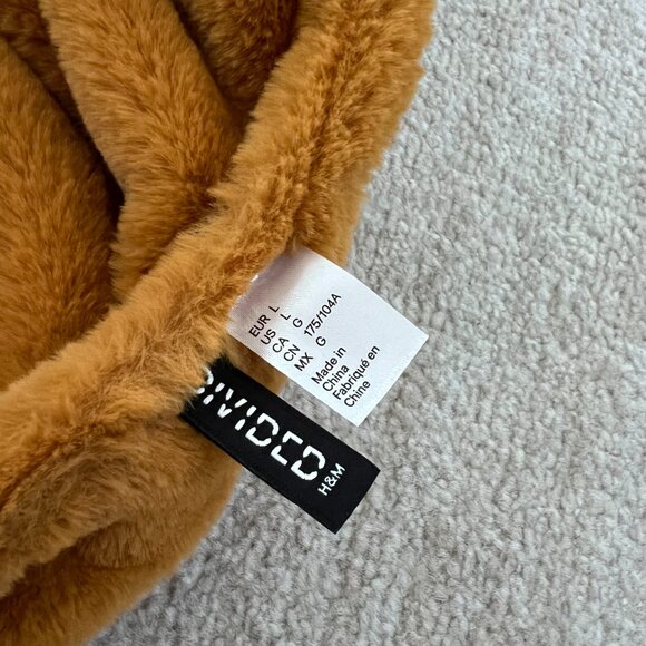 H&M Divided Cardigan Faux Fur Coat Jacket L - Picture 2 of 9